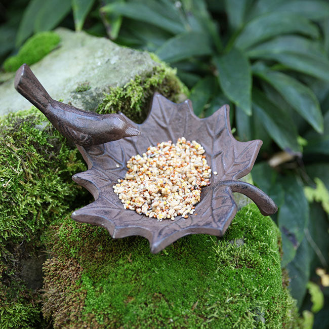 Esschert Design Maple Leaf Bird Baths, Brown, Pack of 2