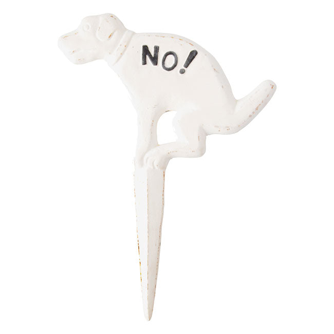 Esschert Design Cast Iron "NO!" Pooping Yard Sign, Wht, 3 Pk