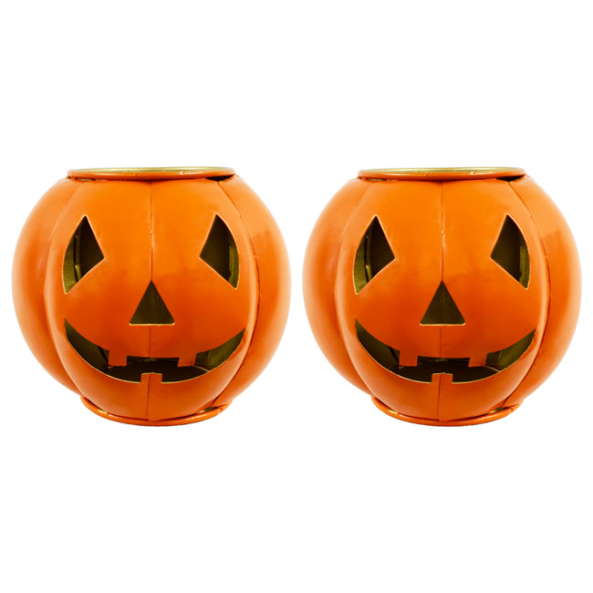 4 Seasonal Trends Metal Jack-O-Lantern Luminaries, 2 Pack