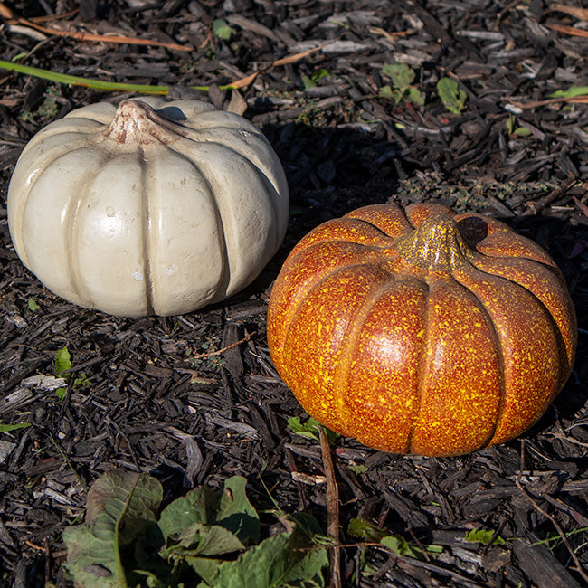 Artisanal Squash Pumpkin Statues, Pack of 2