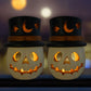 Artisanal Terra Cotta Warlock Jack-O-Lanterns, White, 2 Pack