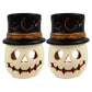 Artisanal Terra Cotta Warlock Jack-O-Lanterns, White, 2 Pack