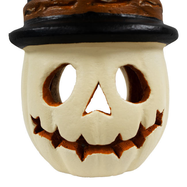 Artisanal Terra Cotta Warlock Jack-O-Lanterns, White, 2 Pack