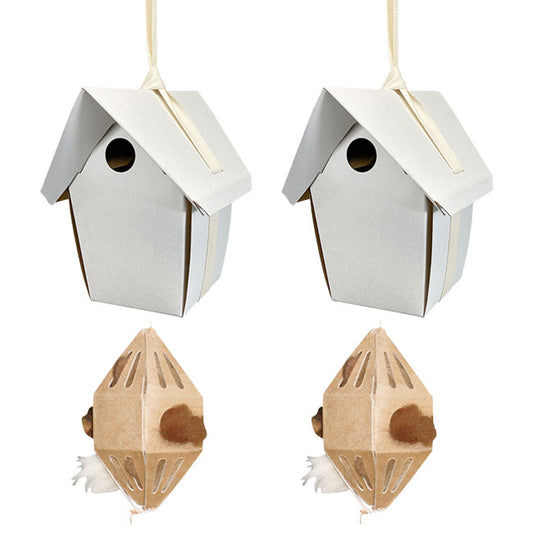 GreenBird Unassembled Wren Houses w/Nesting Material, 2 Pack