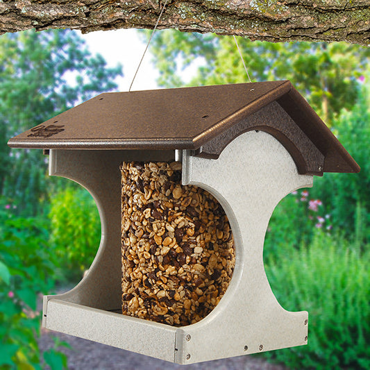 Recycled Plastic Suet Log Bird Feeder, Brown & Gray