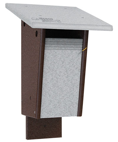 Amish Made Recycled Plastic Slot Entry Bluebird House, Gray