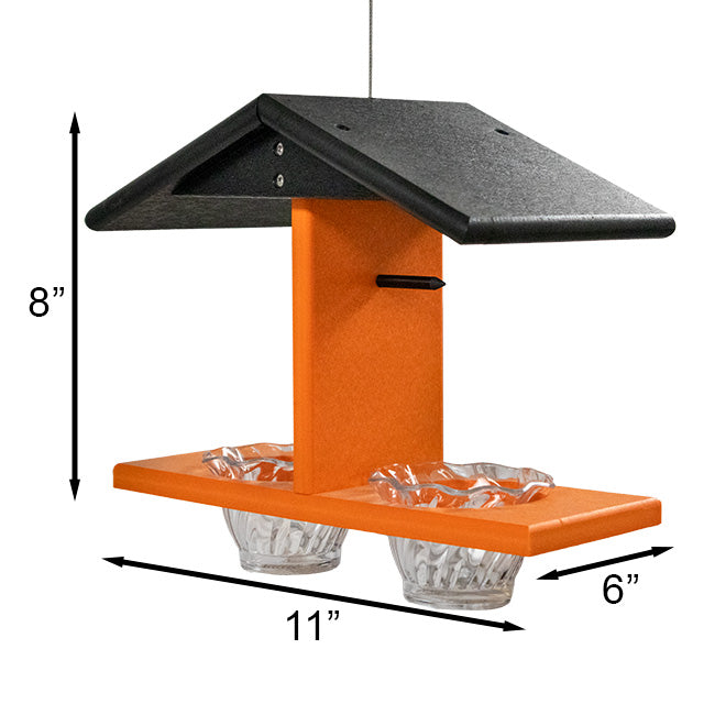 Amish Made Recycled Plastic Double Oriole Feeder, Blk/Orng