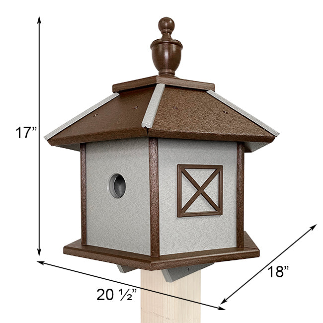 Amish Made Recycled Plastic Gazebo Bird House, Brown & Gray