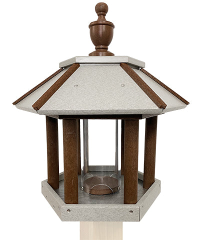 Recycled Plastic Gazebo Bird Feeder, Brown and Gray