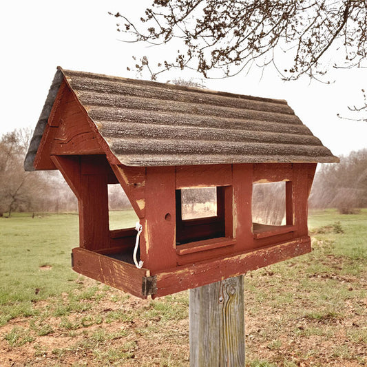 Bird In Hand Amish Made Covered Bridge Bird Feeder, Red