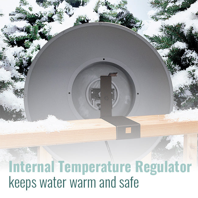 Wild Bird Lover's Heated Bird Bath w/Deck Rail Brackets, 20"