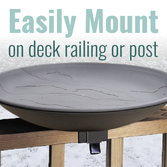 Wild Bird Lover's Heated Bird Bath w/Deck Rail Brackets, 20"