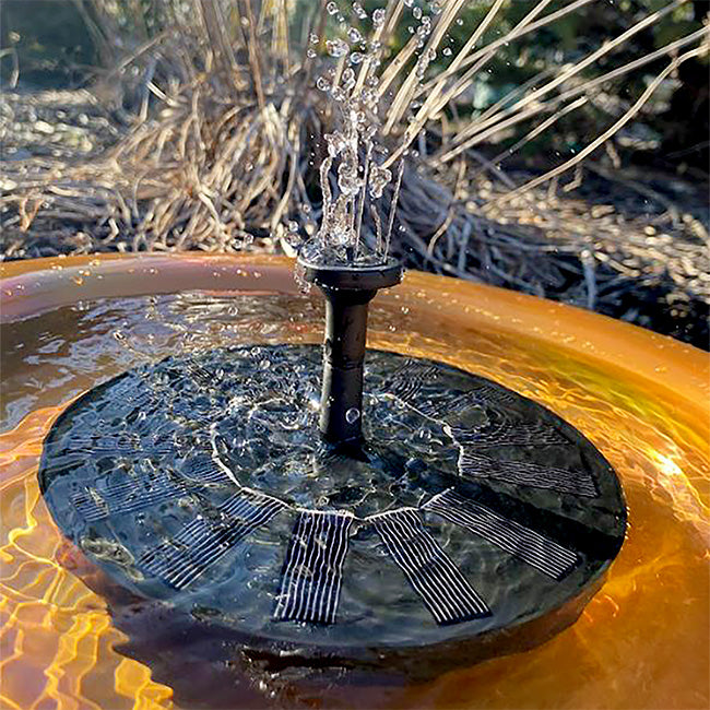 Copper Bird Bath and Stake with Solar Fountain Kit