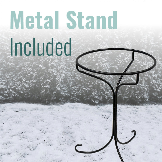 Wild Bird Lover's Heated Bird Bath w/Metal Stand, Slate, 20"