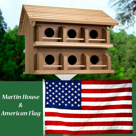 Heath Cedar Purple Martin House & 3' x 5' American Flag