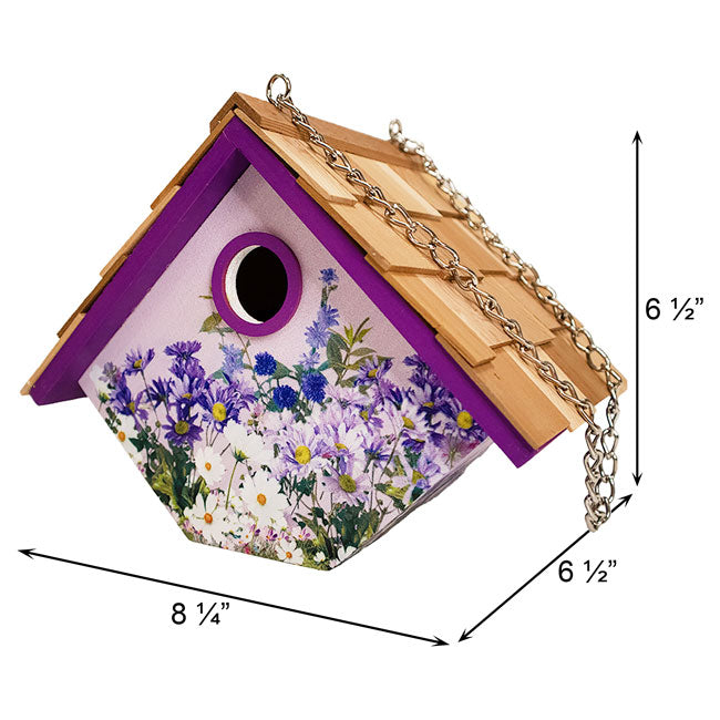 Home Bazaar Hanging Wren House, Spring Bouquet Print