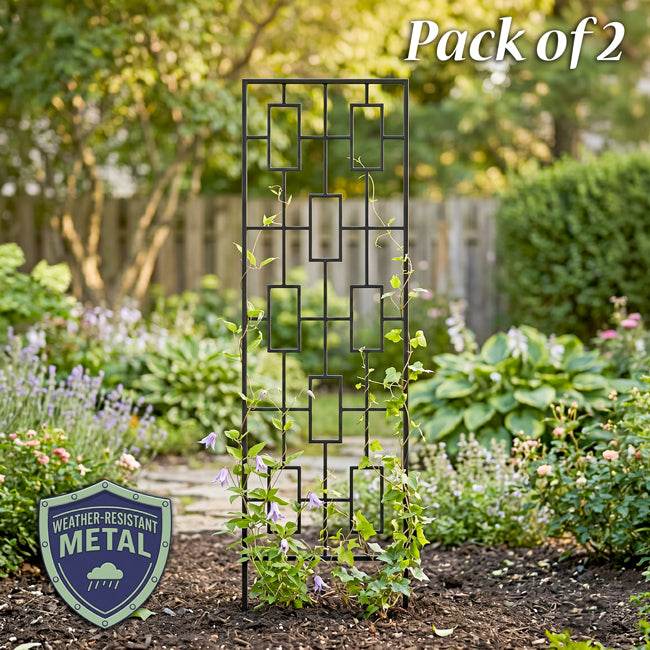 Panacea Contemporary Trellises, Black, 78"H, Pack of 2