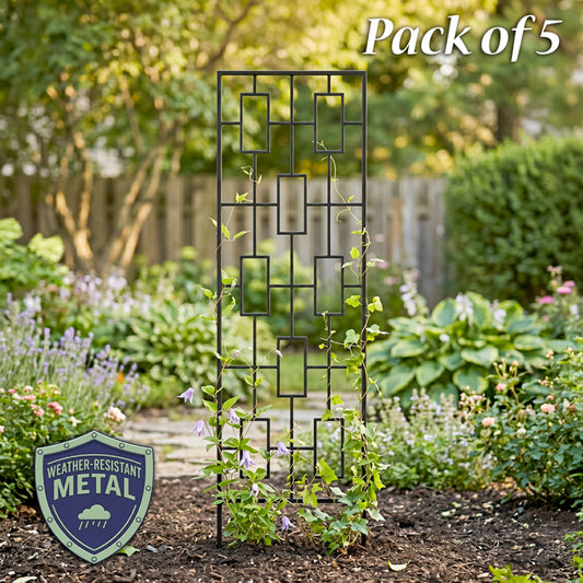 Panacea Contemporary Trellises, Black, 78"H, Pack of 5