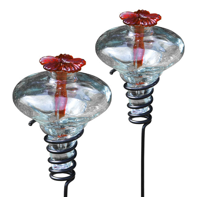 Mini-Blossom Hummingbird Feeders w/Stakes, Clear, Pack of 2