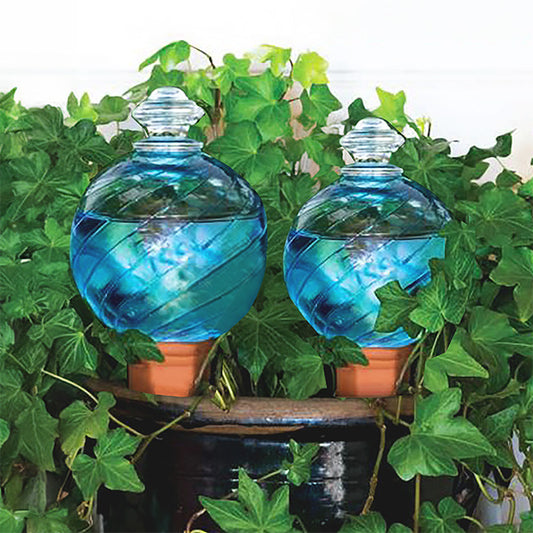 Plant Nanny Watering Globes w/Stakes Kit, Aqua, 12 & 24 oz.