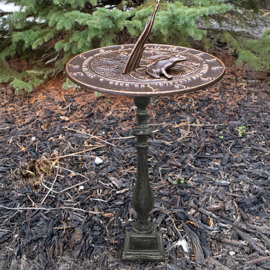 Aluminum Frog Sundial & Cast Aluminum Spindle Pedestal Kit