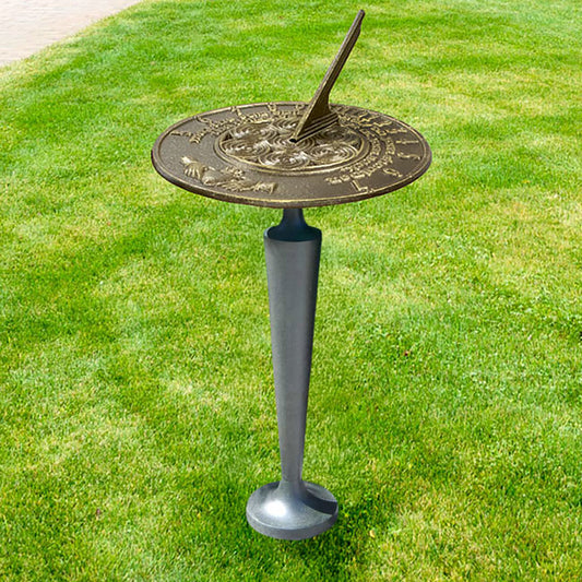 Aluminum Claddagh Sundial & Cast Aluminum Tapered Pedestal