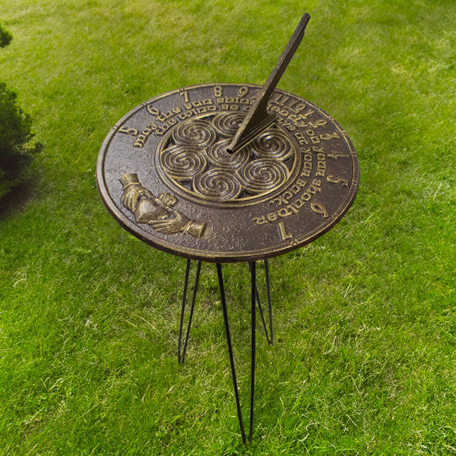 Claddagh Sundial and Hairpin Pedestal by Prime Retreat