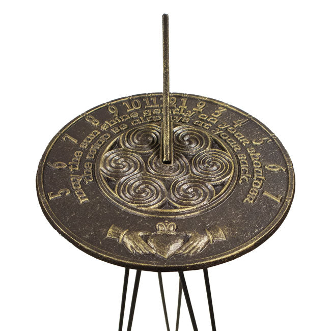 Claddagh Sundial and Hairpin Pedestal by Prime Retreat