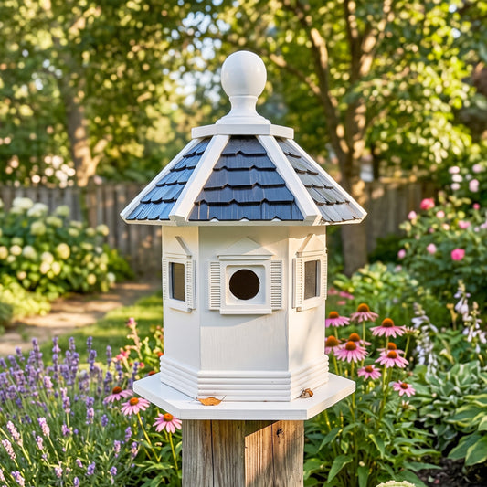 Havenwood Bird House, White w/ Black Roof