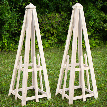 Standard Pyramid Trellis by Prime Retreat, Whitewashed, 46"H