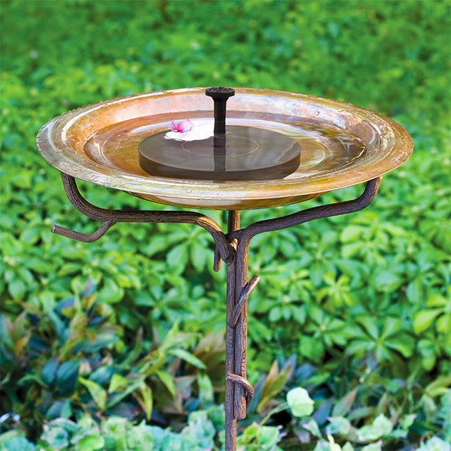 Copper Bird Bath and Stake with Solar Fountain Kit