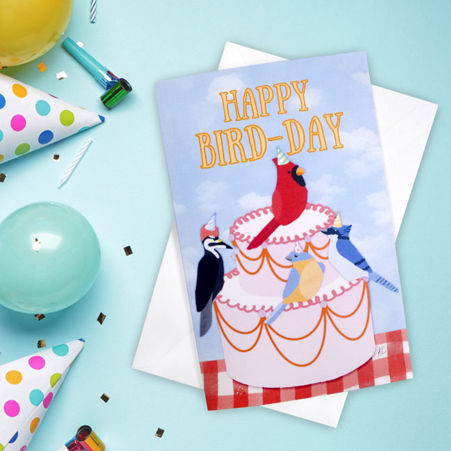 "Happy Bird-Day" Greeting Card by Prime Retreat