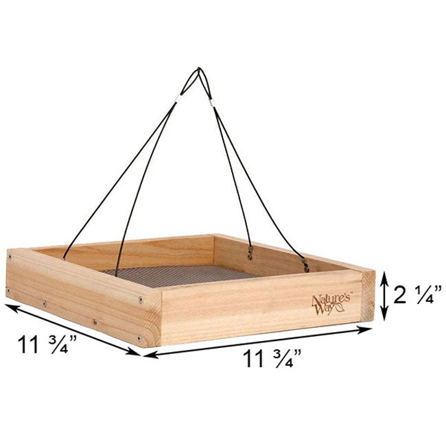 Cedar Tray Bird Feeder and Copper Colored Hanger Kit