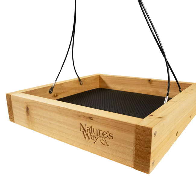 Cedar Tray Bird Feeder and Copper Colored Hanger Kit