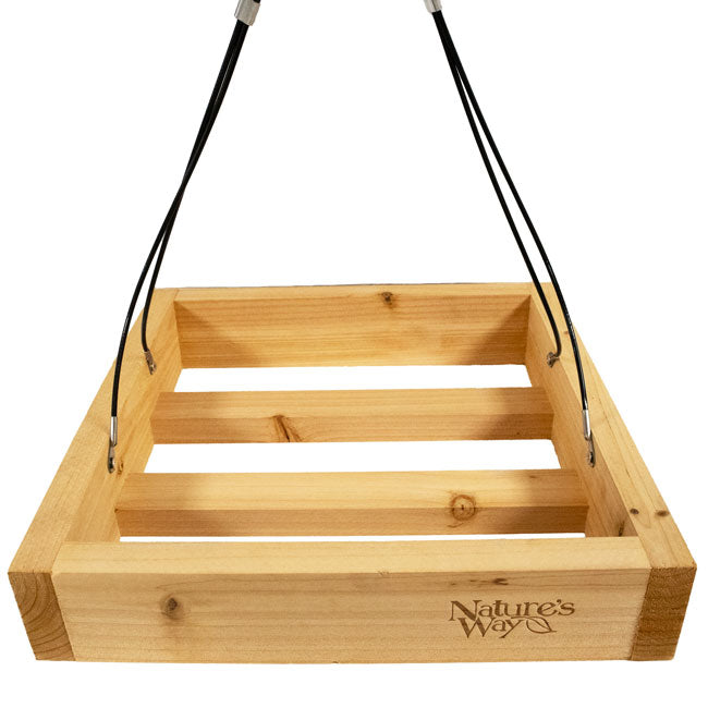 Cedar Tray Bird Feeder and Copper Colored Hanger Kit