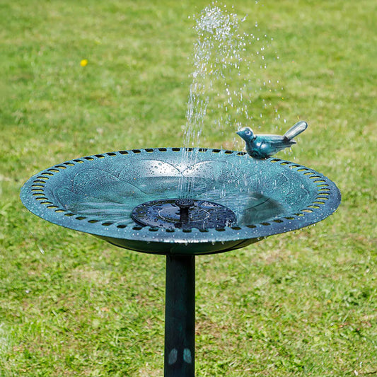 Emerald Standing Bird Bath w/Solar Fountain by Prime Retreat