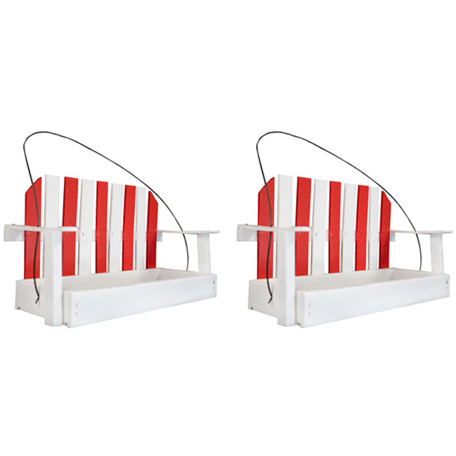 Amish Made Recycled Plastic Swing Seed Feeders, Red, 2 Pack