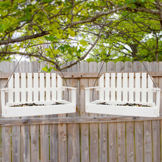 Amish Made Recycled Plastic Swing Seed Feeders, White, 2 Pk