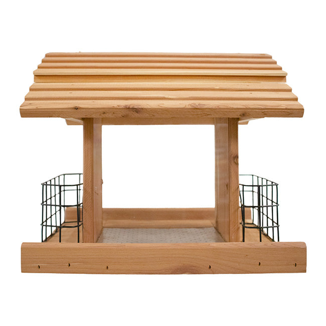 Amish Made Cedar Large Hopper Feeder with Suet Cages