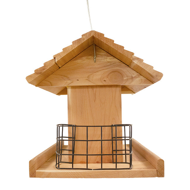 Amish Made Cedar Large Hopper Feeder with Suet Cages