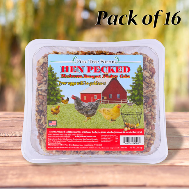 Pine Tree Hen Pecked Mealworm Poultry Cakes, 16 Pack