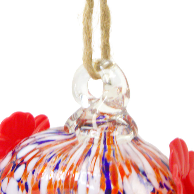 Round Red Glass Double Hummingbird Feeder, Glass, 3 Pack