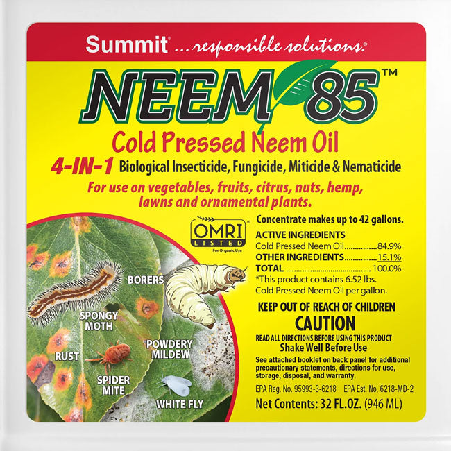 Summit NEEM 85 Cold Pressed Neem Oil, Quart, 2 Pack