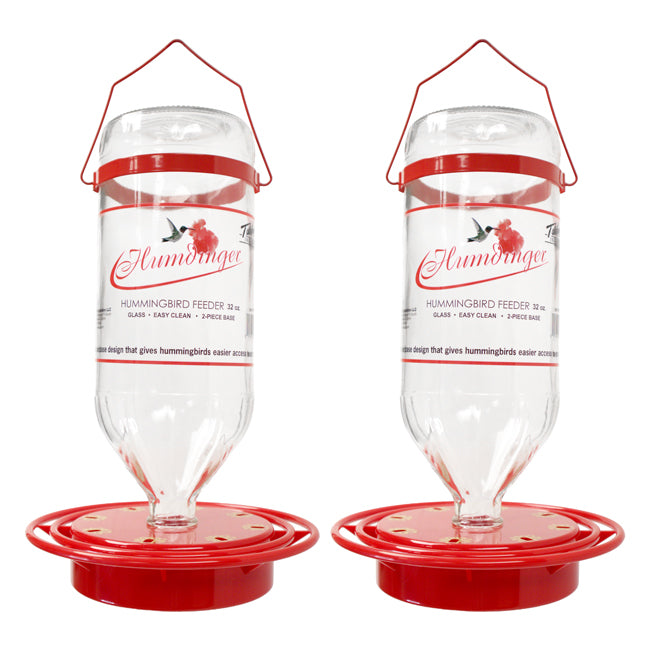 Turbine Glass Hummingbird Feeders, 32 oz, Pack of 2