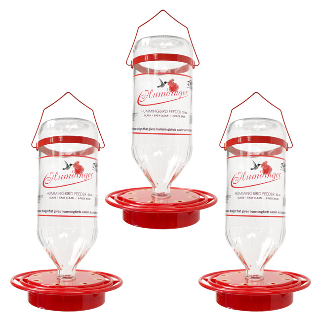 Turbine Glass Hummingbird Feeders, 32 oz., Pack of 3