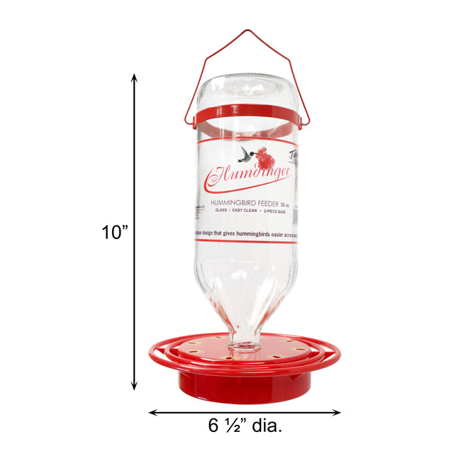 Turbine Glass Hummingbird Feeders, 32 oz, Pack of 2