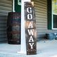 Amish-Made Welcome & Go Away Whiskey Barrel Porch Signs