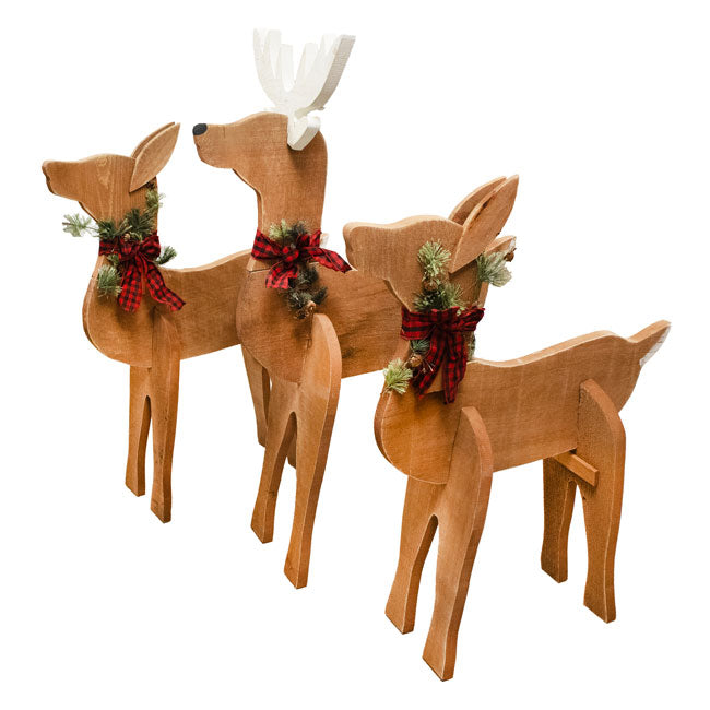 Amish-Made Wooden Deer Statues Package
