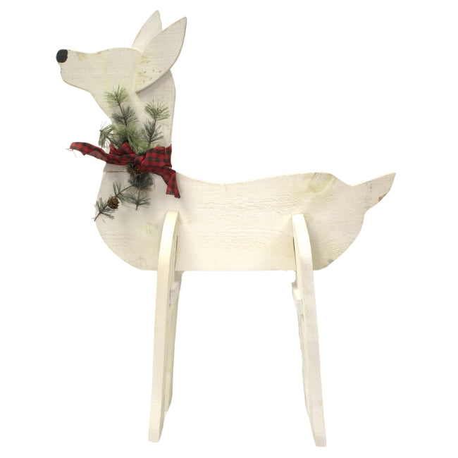 Amish-Made Wooden Doe Statues, White, Pack of 2