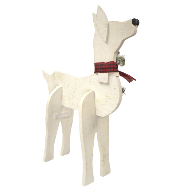 Amish-Made Wooden Doe Statues, White, Pack of 2